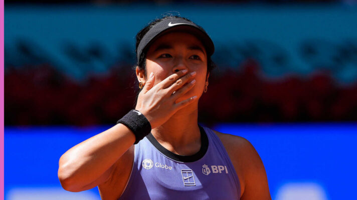 Pictured: Alex Eala in action at the Madrid Open