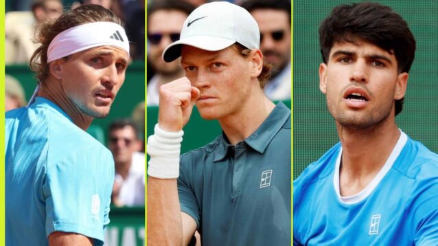 Alexander Zverev, Jannik Sinner and Carlos Alcaraz