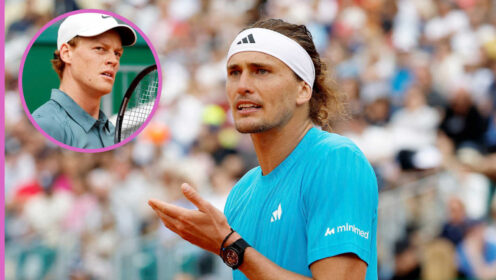 Pictured: Alexander Zverev with inset of Jannik Sinner