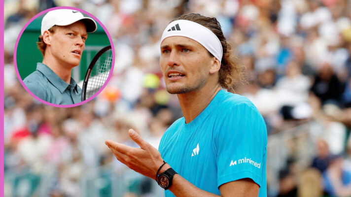 Pictured: Alexander Zverev with inset of Jannik Sinner