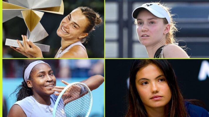 Aryna Sabalenka, Elena Rybakina, Coco Gauff and Emma Raducanu