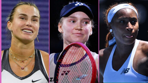 Pictured: Aryna Sabalenka, Elena Rybakina and Coco Gauff