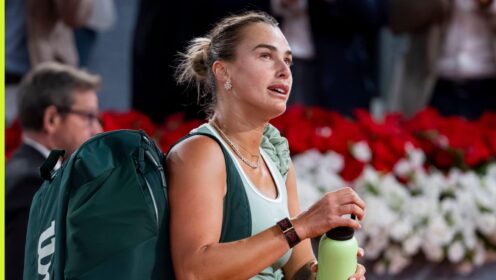 Aryna Sabalenka leaves court