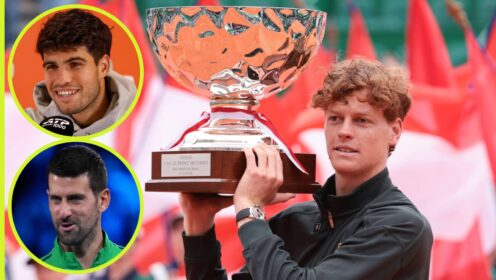 Jannik Sinner, Carlos Alcaraz and Novak Djokovic