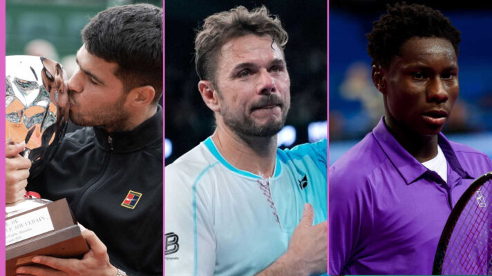 Pictured: Carlos Alcaraz, Stan Wawrinka and Moise Kouame