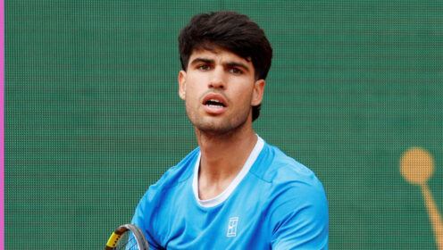 Pictured: Carlos Alcaraz during a match