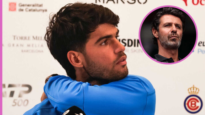 Pictured: Carlos Alcaraz with inset of Patrick Mouratoglou