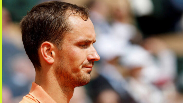 Pictured: Daniil Medvedev takes a breather