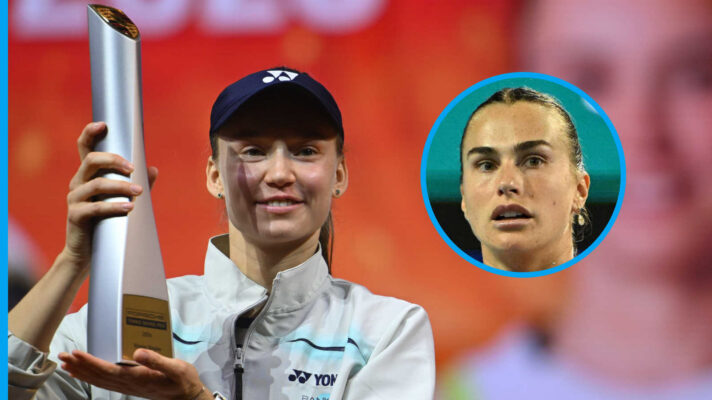 Pictured: Elena Rybakina with inset of Aryna Sabalenka