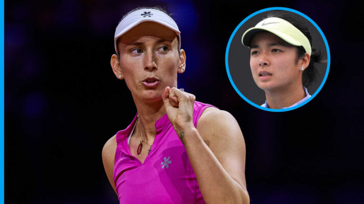 Pictured: Elise Mertens with inset of Alex Eala