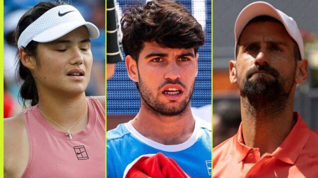 Emma Raducanu, Carlos Alcaraz and Novak Djokovic