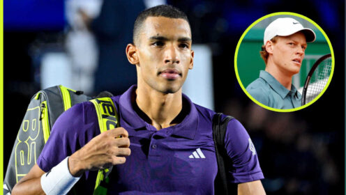 Pictured: Felix Auger-Aliassime with inset of Jannik Sinner