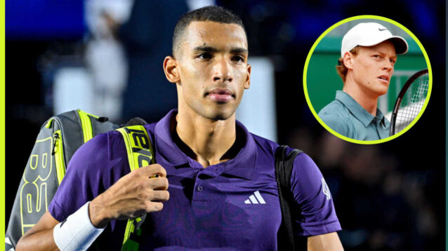 Pictured: Felix Auger-Aliassime with inset of Jannik Sinner