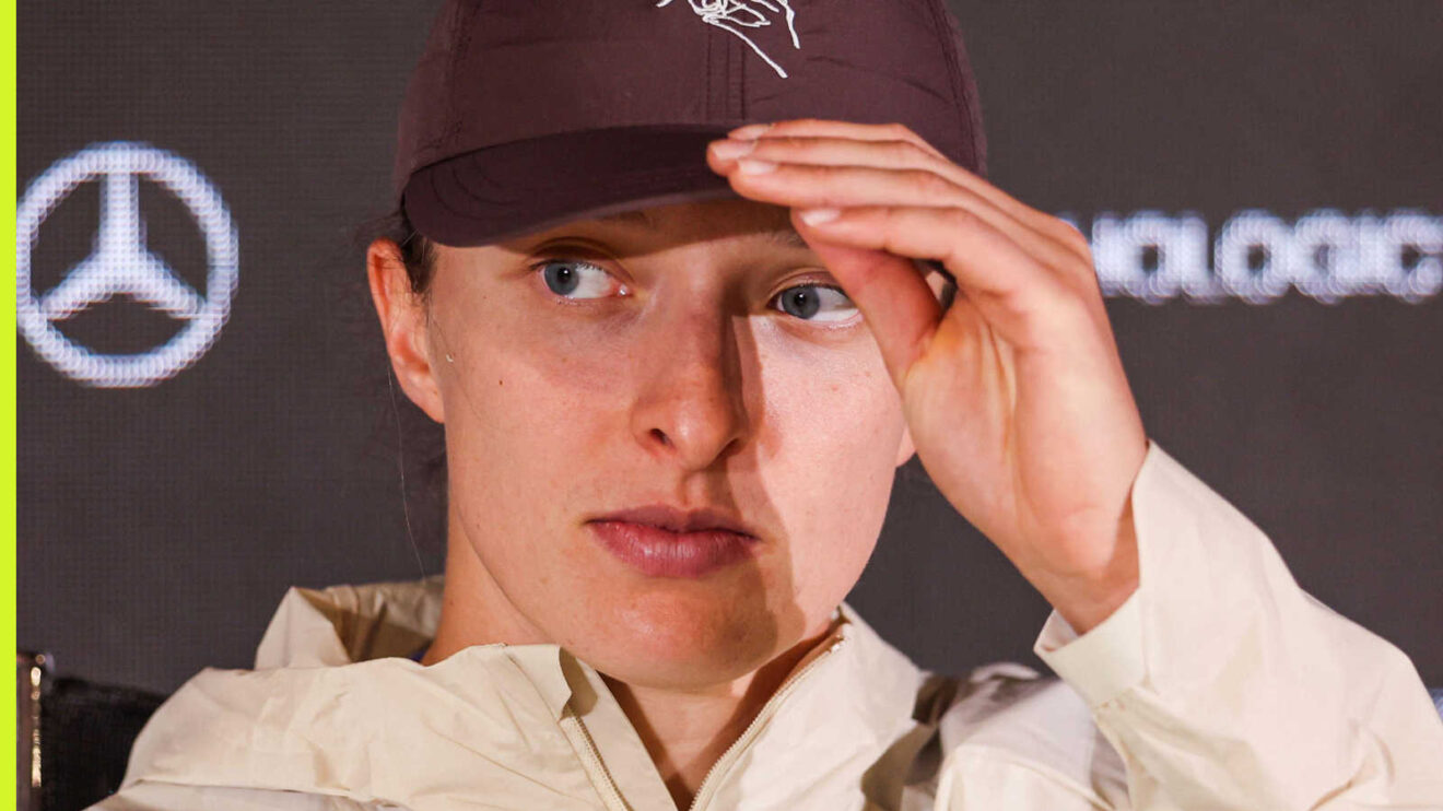 Pictured: Iga Swiatek during a press conference