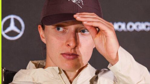 Pictured: Iga Swiatek during a press conference