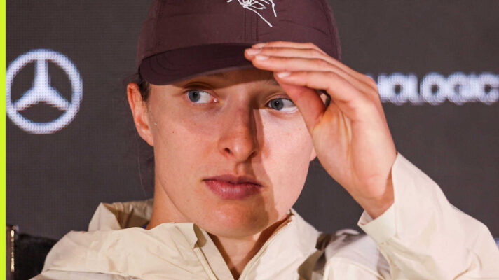 Pictured: Iga Swiatek during a press conference