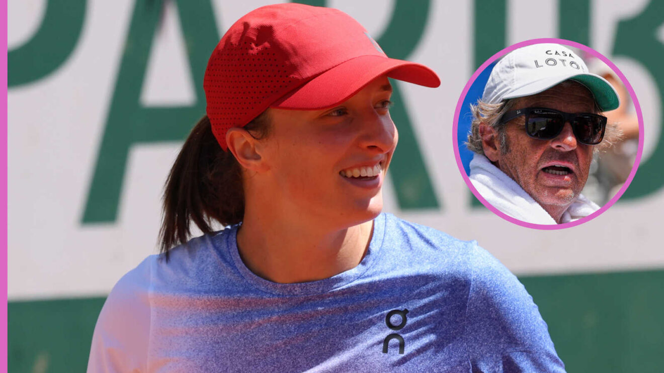 Pictured: Iga Swiatek with inset of Francisco Roig