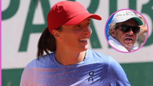 Pictured: Iga Swiatek with inset of Francisco Roig