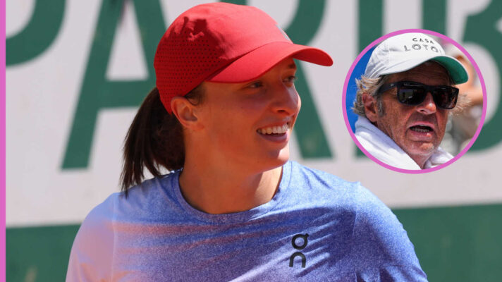 Pictured: Iga Swiatek with inset of Francisco Roig