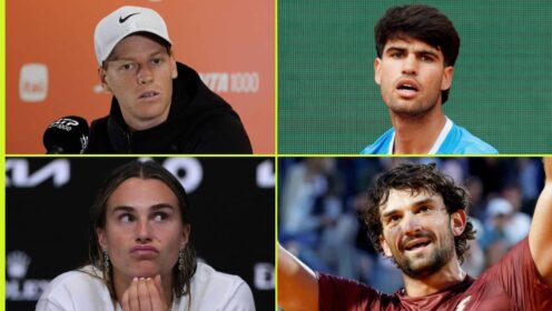 Jannik Sinner, Carlos Alcaraz, Aryna Sabalenka and Valentin Vacherot