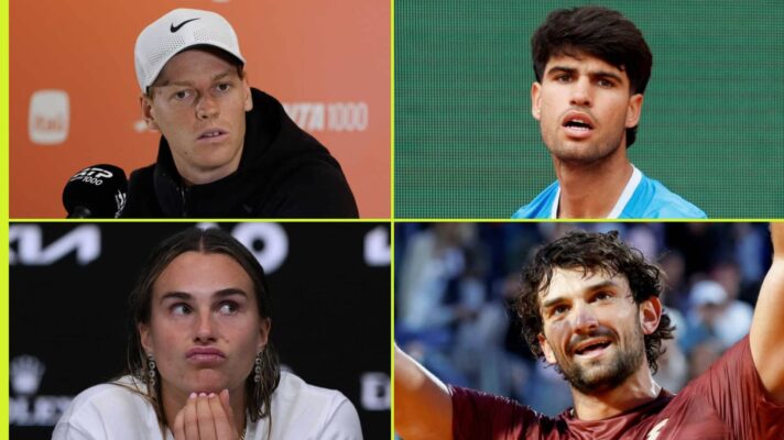 Jannik Sinner, Carlos Alcaraz, Aryna Sabalenka and Valentin Vacherot