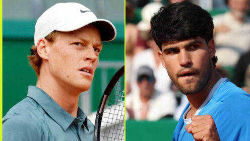 Pictured: Jannik Sinner and Carlos Alcaraz