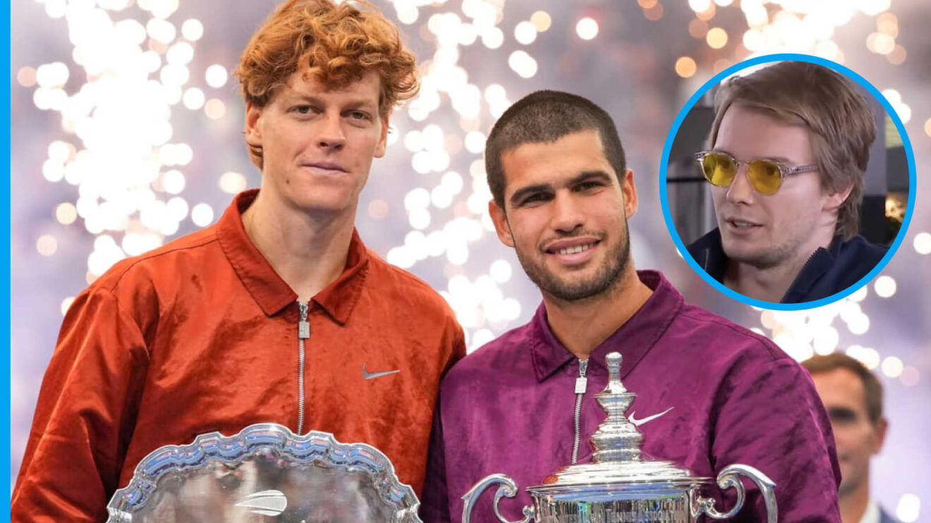 Pictured: Jannik Sinner and Carlos Alcaraz with inset of Alexander Bublik