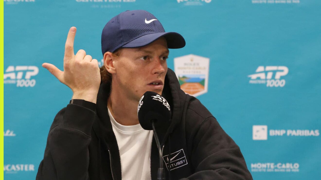 Pictured: Jannik Sinner speaks to the media