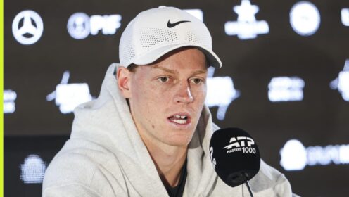 Jannik Sinner speaks to the media in Madrid