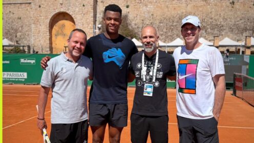 Greg Rusedkski (right) with Giovanni Mpetshi Perricard