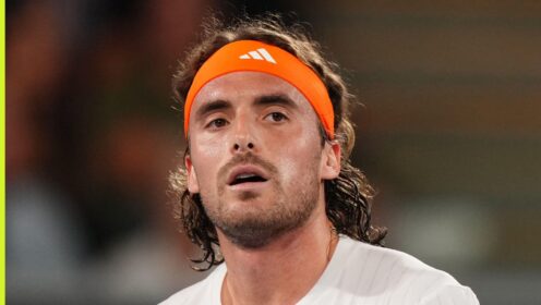 Stefanos Tsitsipas in action