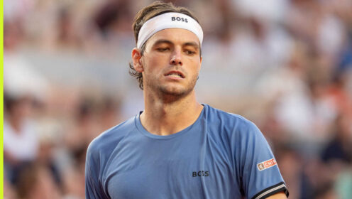 Pictured: A disappointed Taylor Fritz