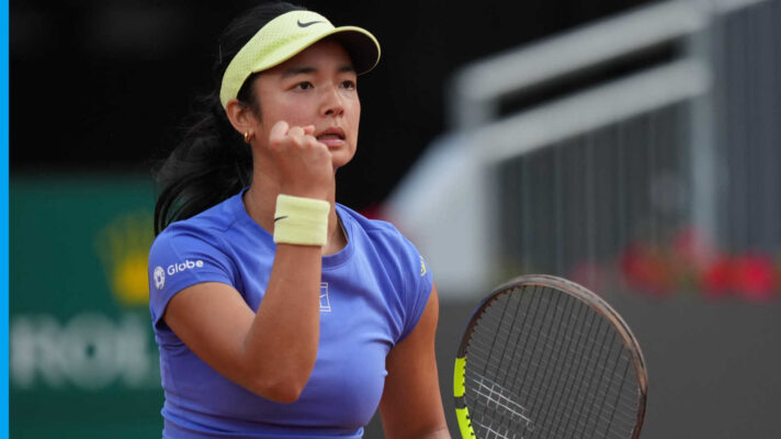 Pictured: Alex Eala celebrates during her match