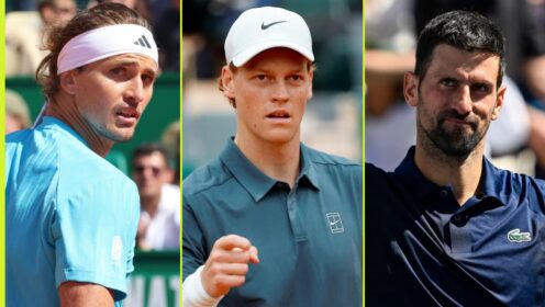 Alexander Zverev, Jannik Sinner and Novak Djokovic