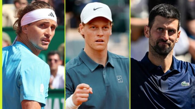 Alexander Zverev, Jannik Sinner and Novak Djokovic