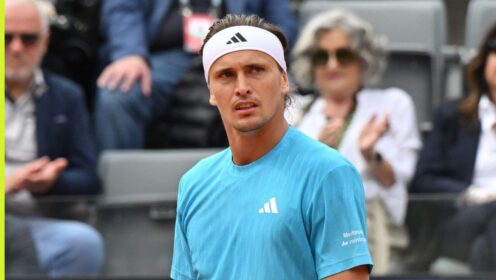 Alexander Zverev looks on in Rome