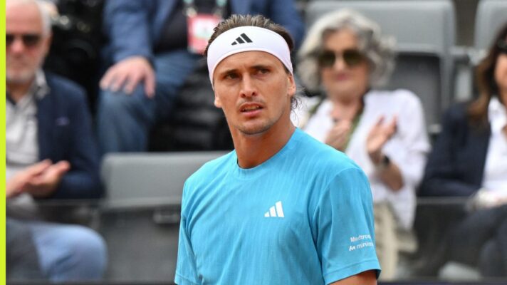 Alexander Zverev looks on in Rome