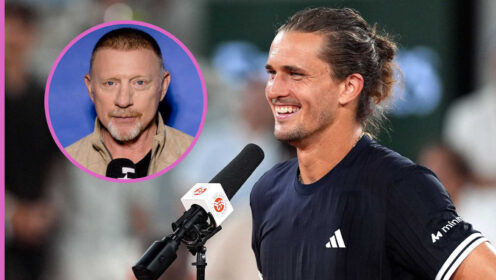 Pictured: Alexander Zverev with inset of Boris Becker
