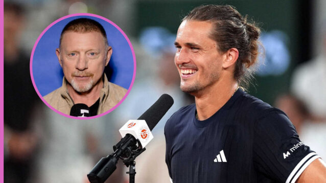 Pictured: Alexander Zverev with inset of Boris Becker