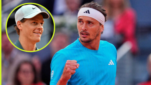 Picture: Alexander Zverev with inset of Jannik Sinner