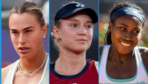 Pictured: Aryna Sabalenka, Elena Rybakina, Coco Gauff