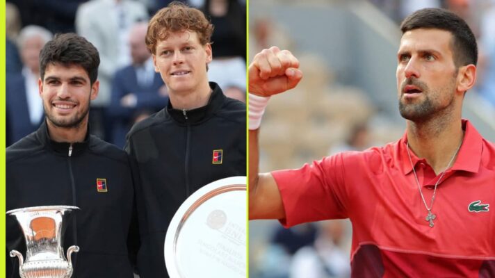 Carlos Alcaraz, Jannik Sinner and Novak Djokovic