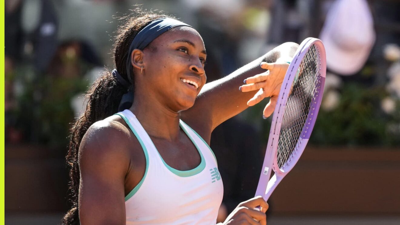 Coco Gauff celebrates in Rome
