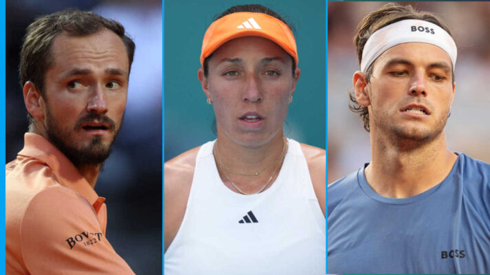 Pictured: Daniil Medvedev, Jessica Pegula and Taylor Fritz