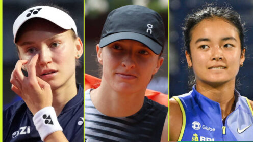 Pictured: Elena Rybakina, Iga Swiatek and Alex Eala