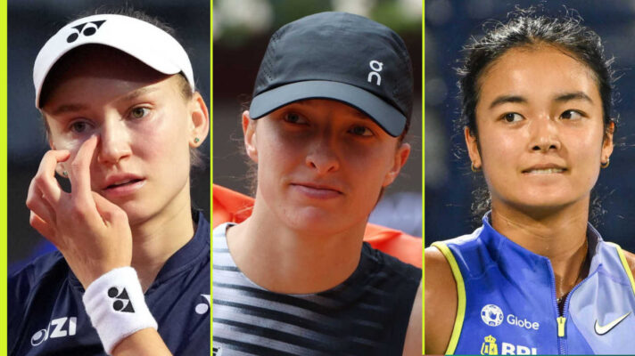 Pictured: Elena Rybakina, Iga Swiatek and Alex Eala