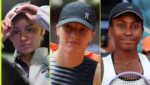 Pictured: Elena Rybakina, Iga Swiatek and Coco Gauff