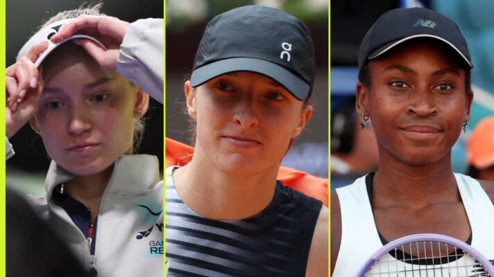 Pictured: Elena Rybakina, Iga Swiatek and Coco Gauff
