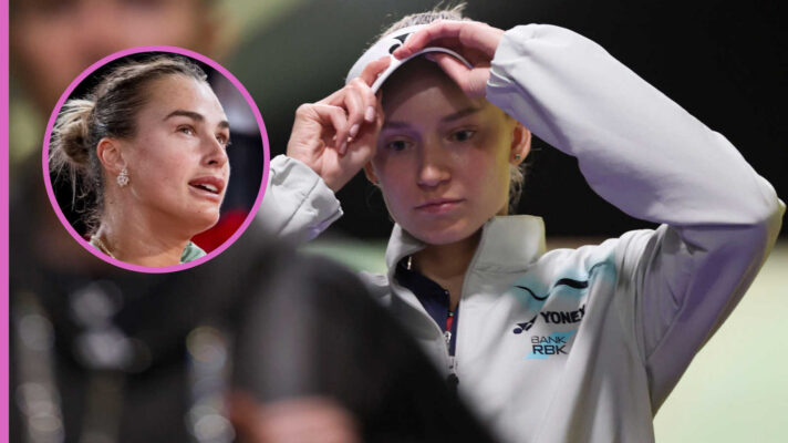 Pictured: Elena Rybakina with inset of Aryna Sabalenka