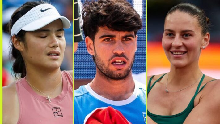 Emma Raducanu, Carlos Alcaraz and Marta Kostyuk